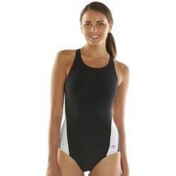 Champion Womens Swimsuit Black S Signature Color Block One Piece -Never Used - Picture 1 of 7